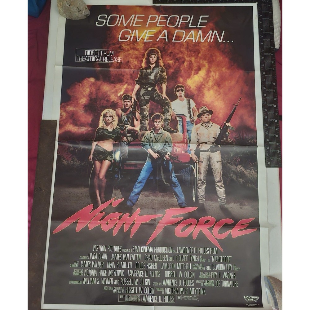Nightforce 1987 Original 27x41 Movie Poster Folded Vestron Chad McQueen Vintage